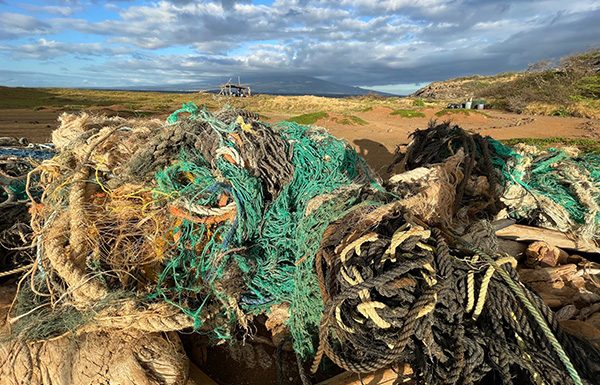 piles of drift nets abound