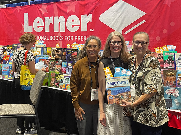 Haranani Orme, Carol Hinz, Kamalani Hurley in the Lerner booth at ALA 2026